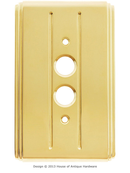 Streamline Push Button Switch Plate - Single Gang in Unlacquered Brass.